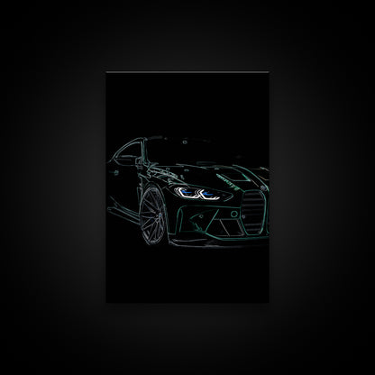 BMW G82 M4 Islands of Man Green - Illuminated Poster