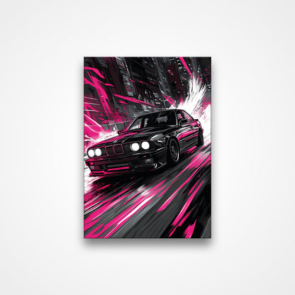 BMW E30 Night Racer - Illuminated Poster