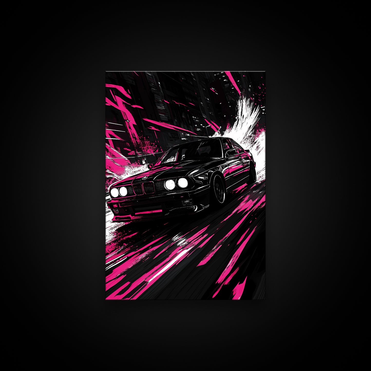 BMW E30 Night Racer - Illuminated Poster