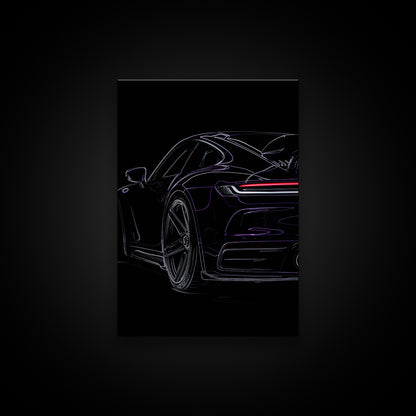 Porsche 911 (992) Midnight Purple - Illuminated Poster